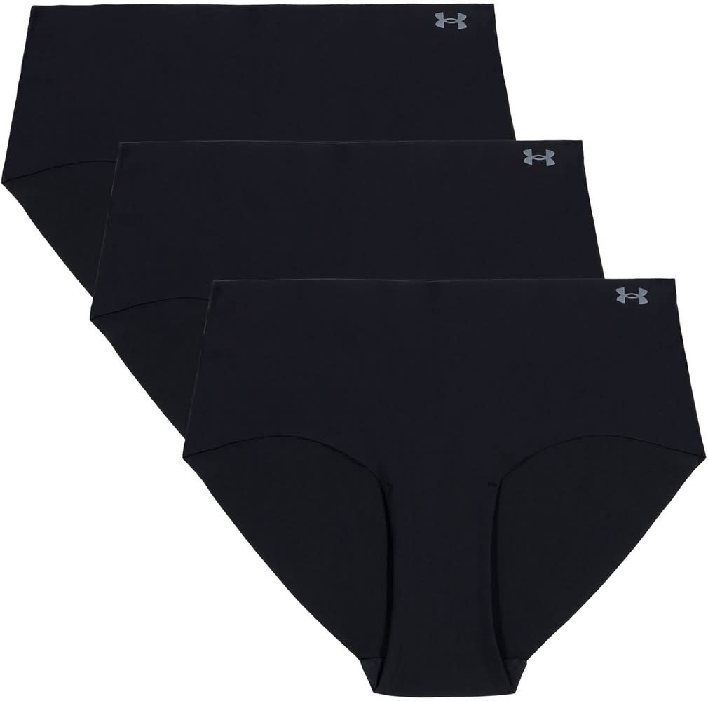 Under Armour Women's Pure Stretch No Show Hipster Underwear - 3 Pack (Black, L)