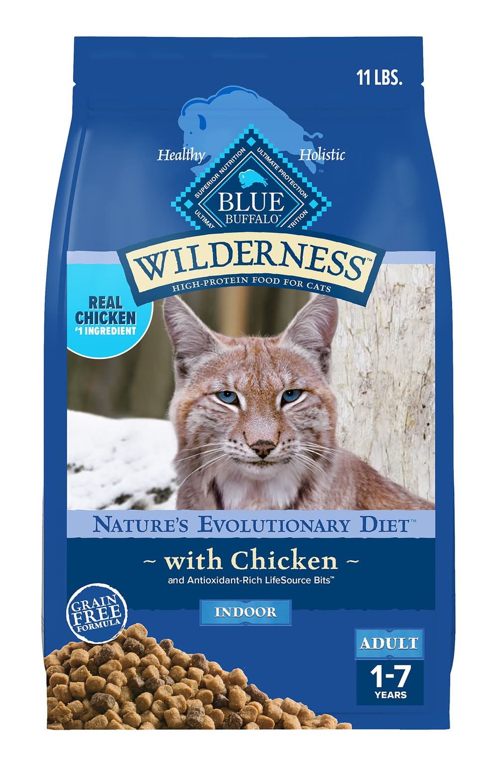 Blue Buffalo Wilderness Indoor Adult Dry Cat Food - Grain Free, Chicken (Flavor: Chicken, Size: 11 Lb)