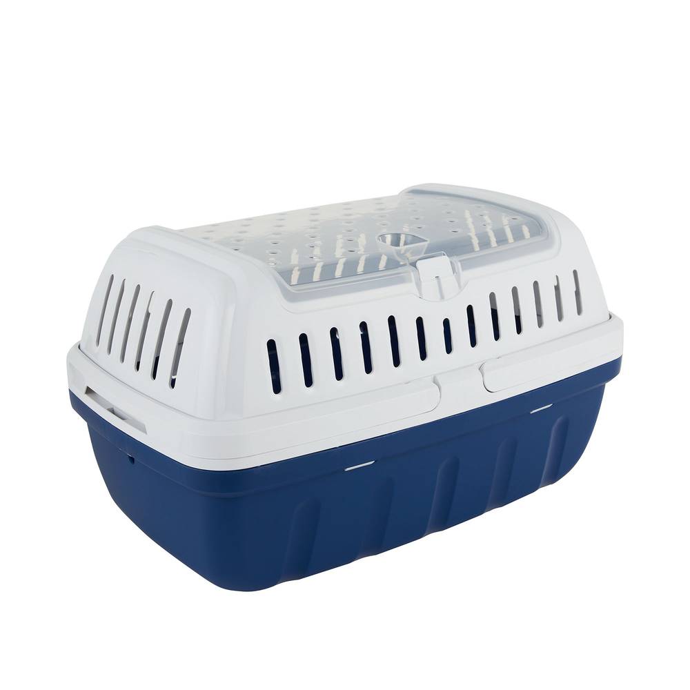 Full Cheeks Small Pet Top Entry Travel Carrier (blue-white)
