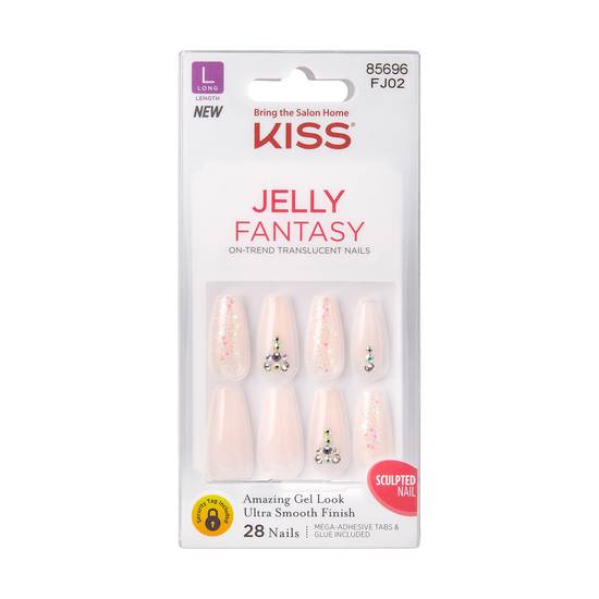 Kiss Jelly Fantasy Sculpted Press-On Nails (long/glittery pink)