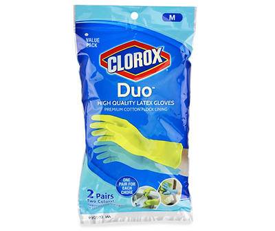 Clorox Duo High Quality Latex Gloves, Medium (2 ct)