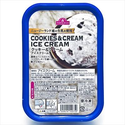 トップバリュ　クッキー＆クリーム　アイスクリーム　１Ｌ