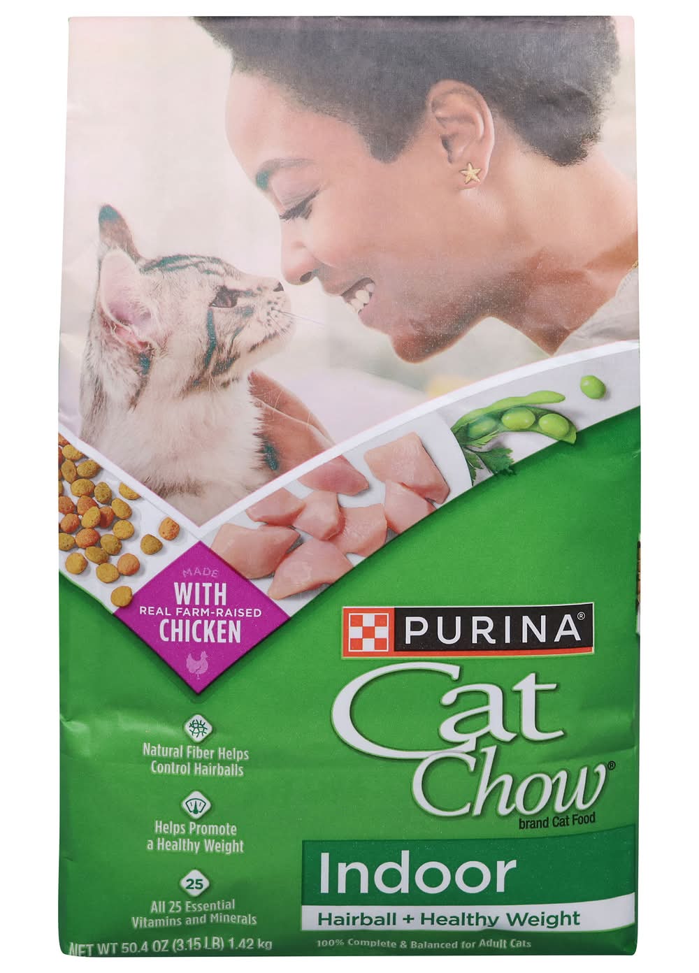 Purina Cat Chow Indoor Hairball + Healthy Weight Dry Cat Food, Chicken, Adult (50.4 oz)