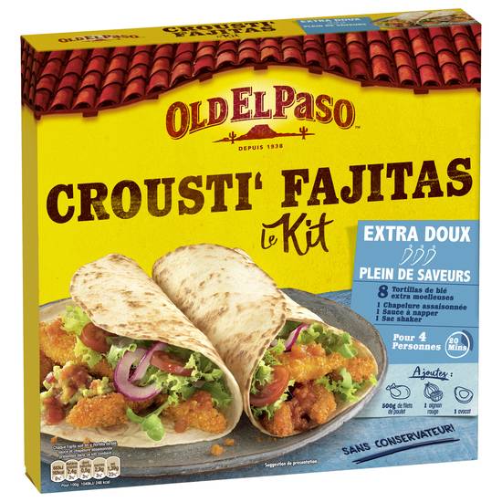 Old El Paso - Kit pour crousti' fajitas extra doux (8 pièces)