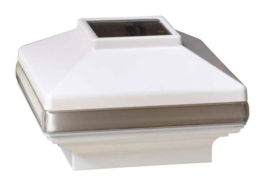 Veranda 5 In. X 5 In. White Vinyl Solar-Powered Pyramid Fence Post Cap