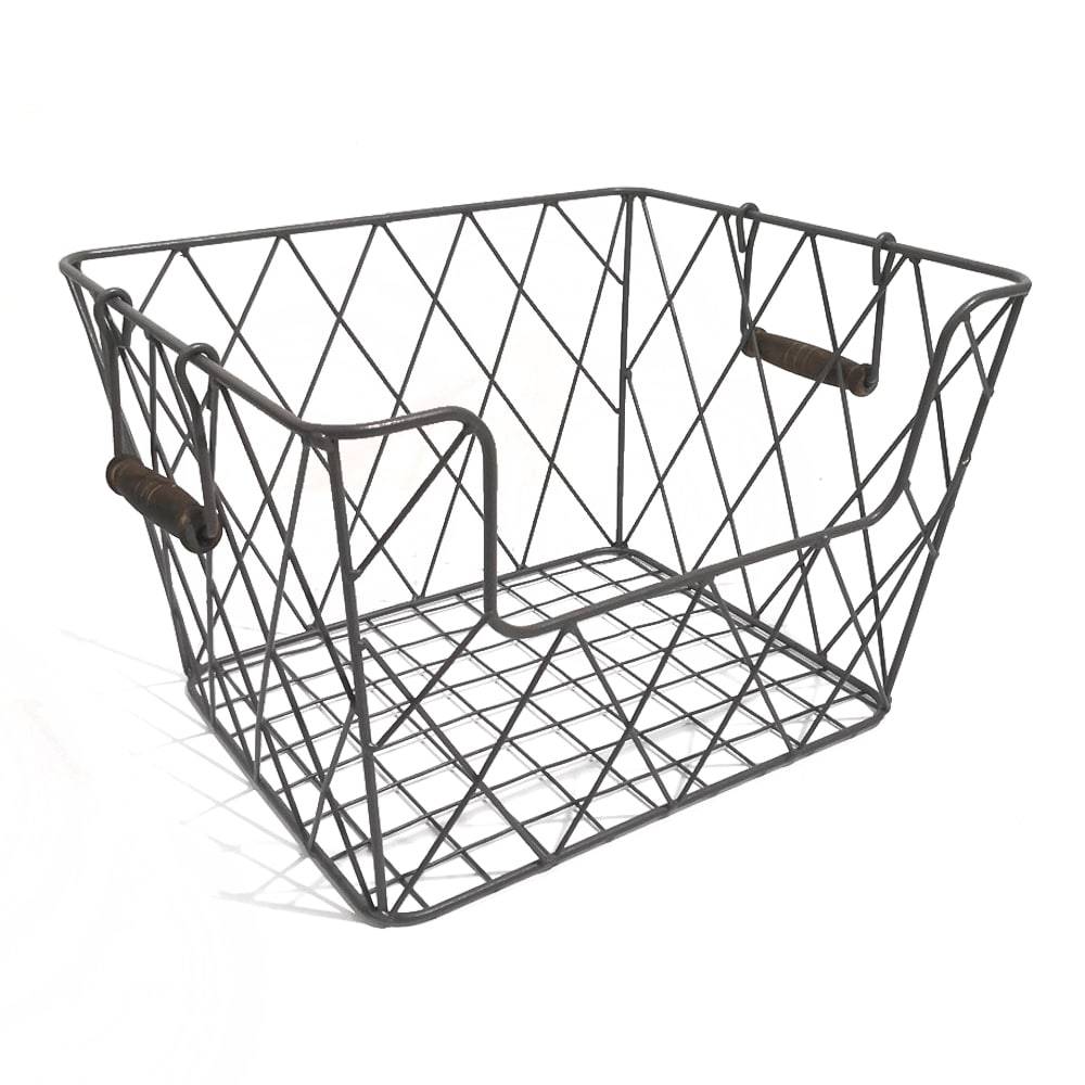 allen + roth (10.5-in W x 8-in H x 12.5-in D) Antique Grey Iron Basket | 40170005