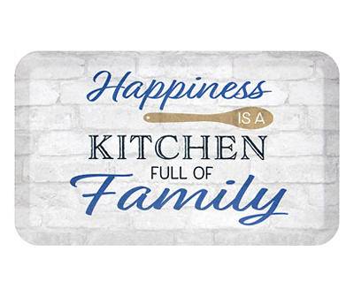 "A Kitchen Full of Family" White Brick Print Soft Step Kitchen Mat, (18" x 30")