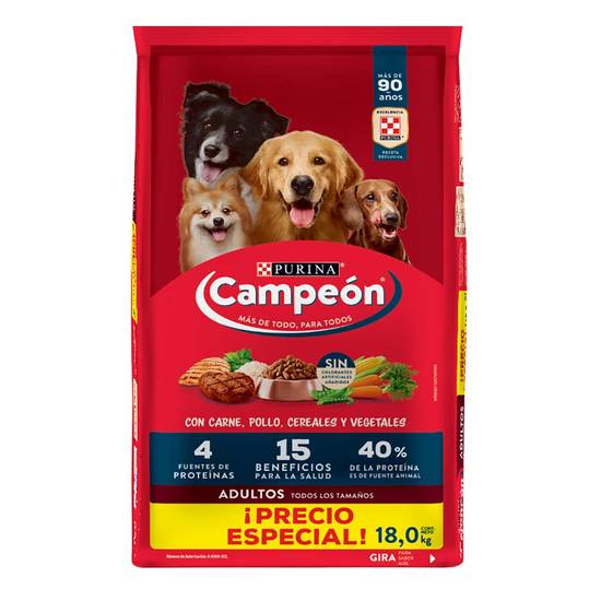 Campeón alimento seco para perro todos los tamaños (carne/pollo/cereales/vegetales)