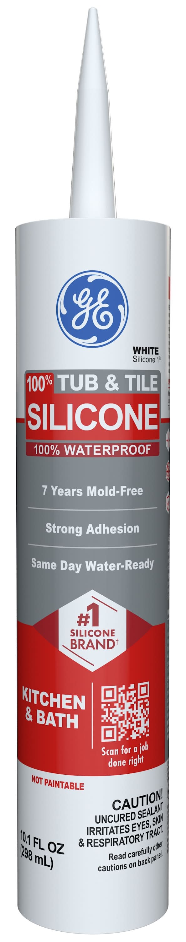 GE Silicone 1 Tub and Tile, Kitchen and Bath 10.1-oz Kitchen and Bath White Silicone Caulk