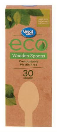 Great Value Eco Compostable Wooden Spoons (30 ct)