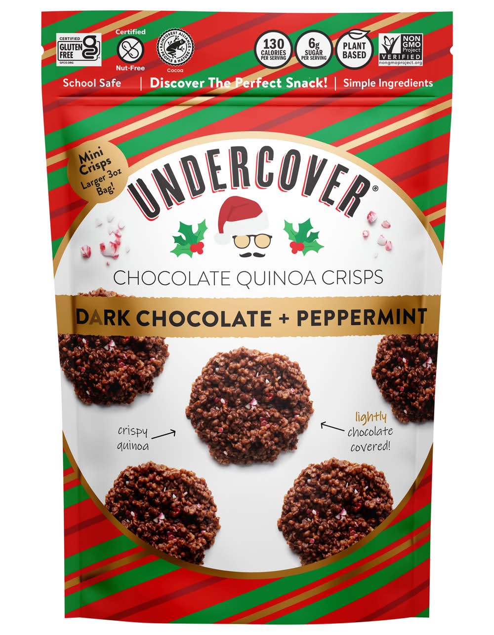 Undercover Mini Quinoa Crisps, Dark Chocolate + Peppermint (3 oz)