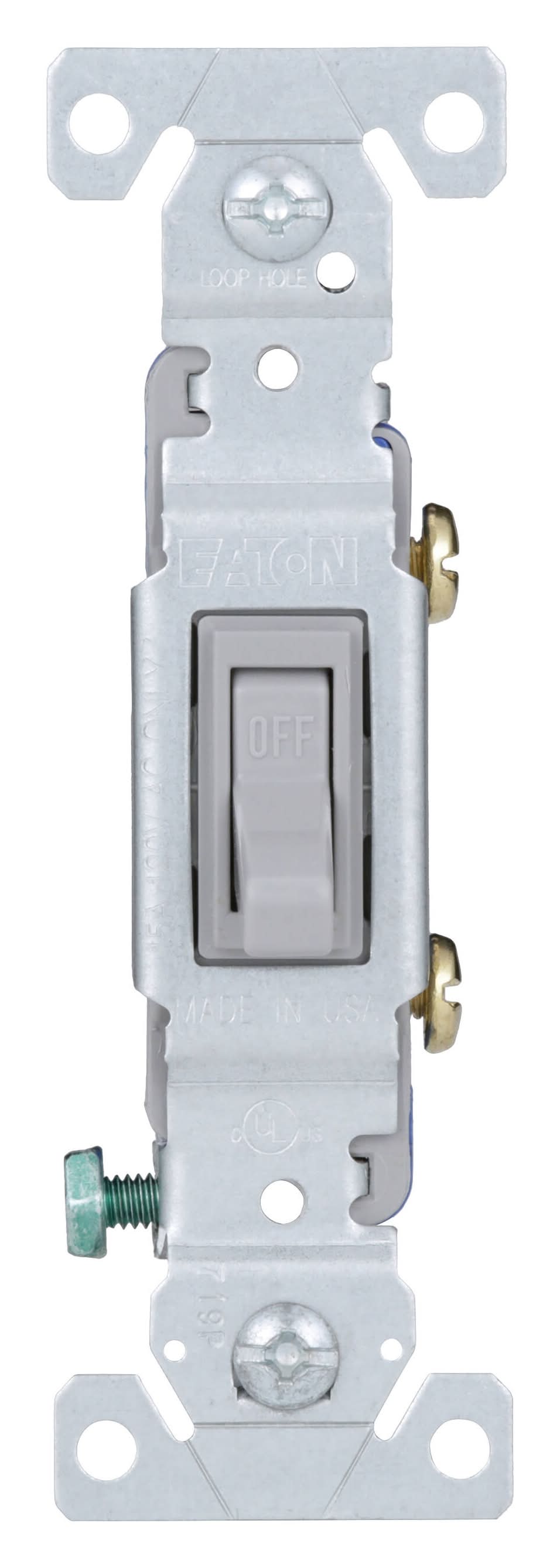 Eaton 15-amp Single-pole Toggle Light Switch , Gray
