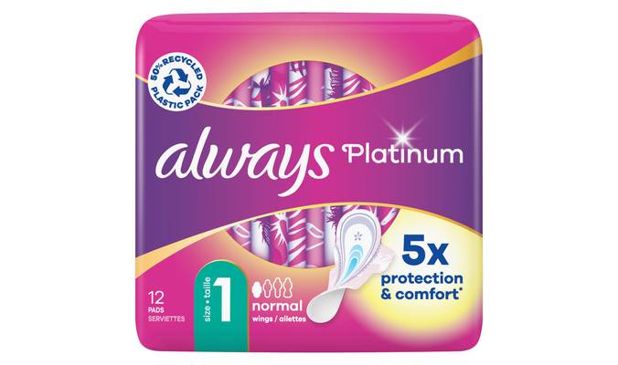 Always Platinum Normal (Size 1) Pads Wings 12 Sanitary Towels
