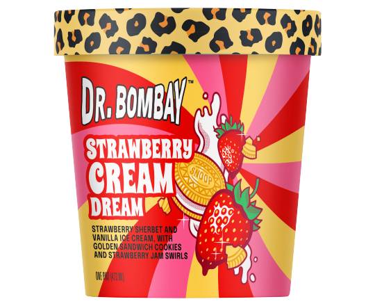 Dr. Bombay Cream Dream Ice Cream, Strawberry-Vanilla (1 pint)