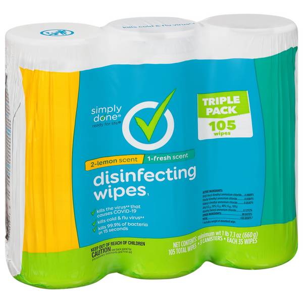 Simply Done Disinfecting Wipes 3Pk
