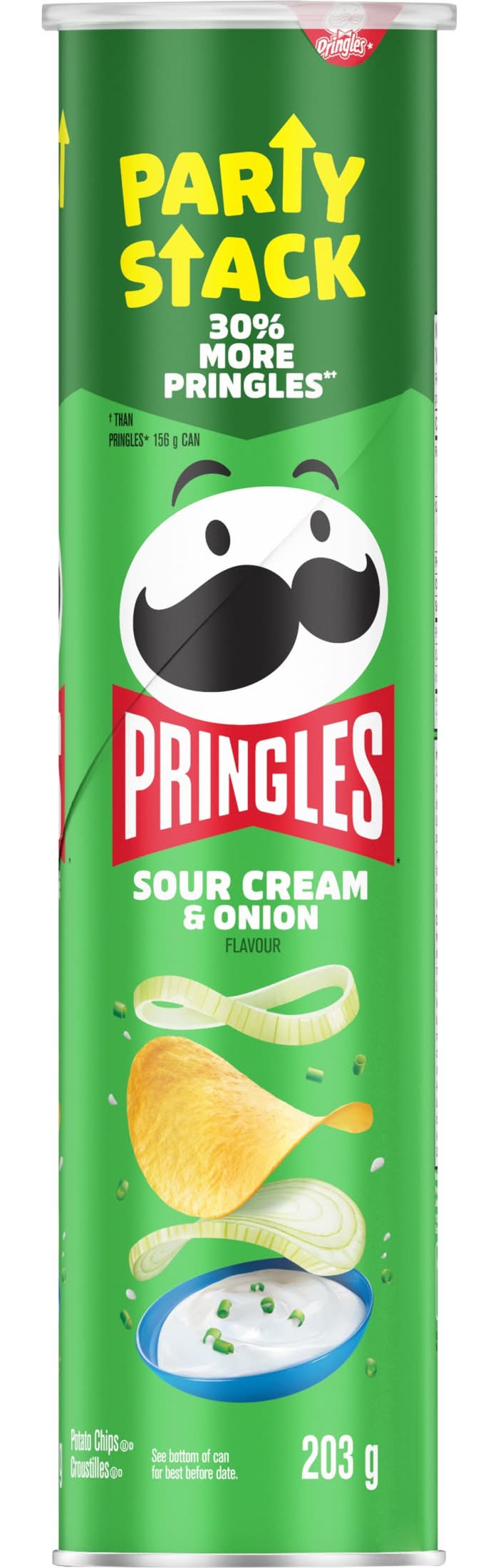 Pringles Party Stack Potato Crisps, Sour Cream-Onion (203 g)