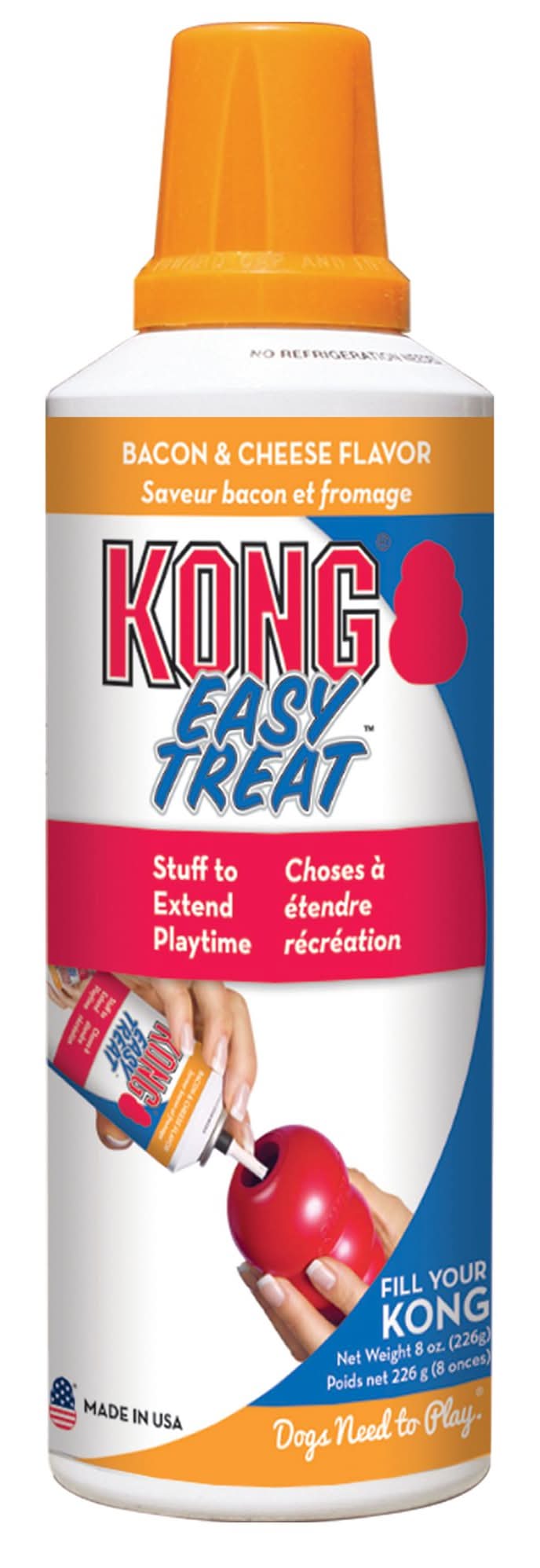 KONG® Easy Treat Dog Treat, Bacon & Cheese Flavor Paste (Flavor: Bacon & Cheese, Color: Orange, Size: 8 Oz)