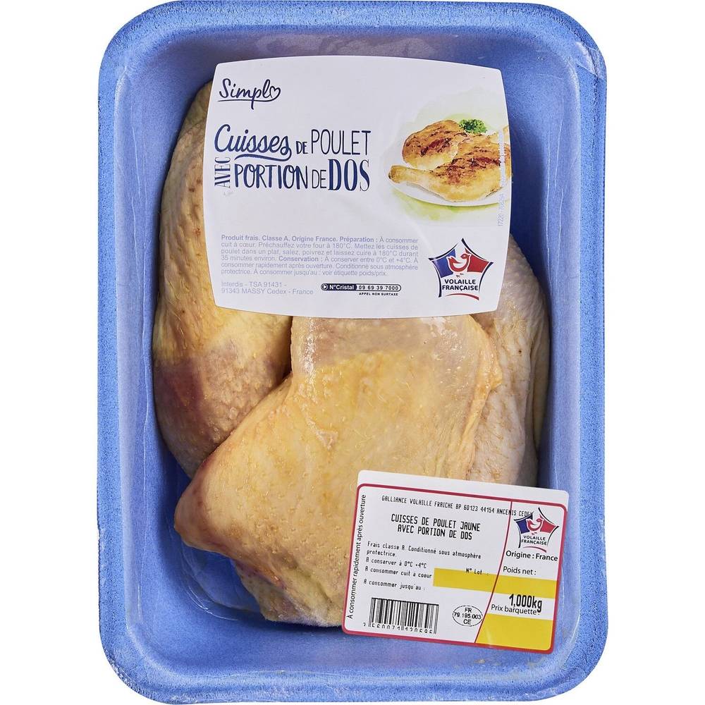 Simpl - Cuisses de poulet jaune avec portion de dos (1kg)