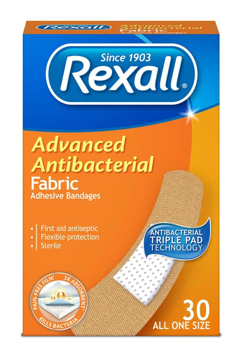 Rexall Advanced Antibacterial Fabric Adhesive Bandages 30 Ct
