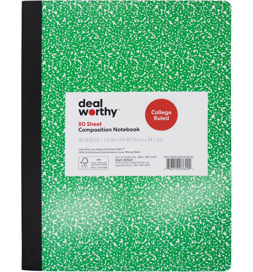 Dealworthy Composition Book College Ruled 80 Sheets, 19 cm x 27.4cm, Green