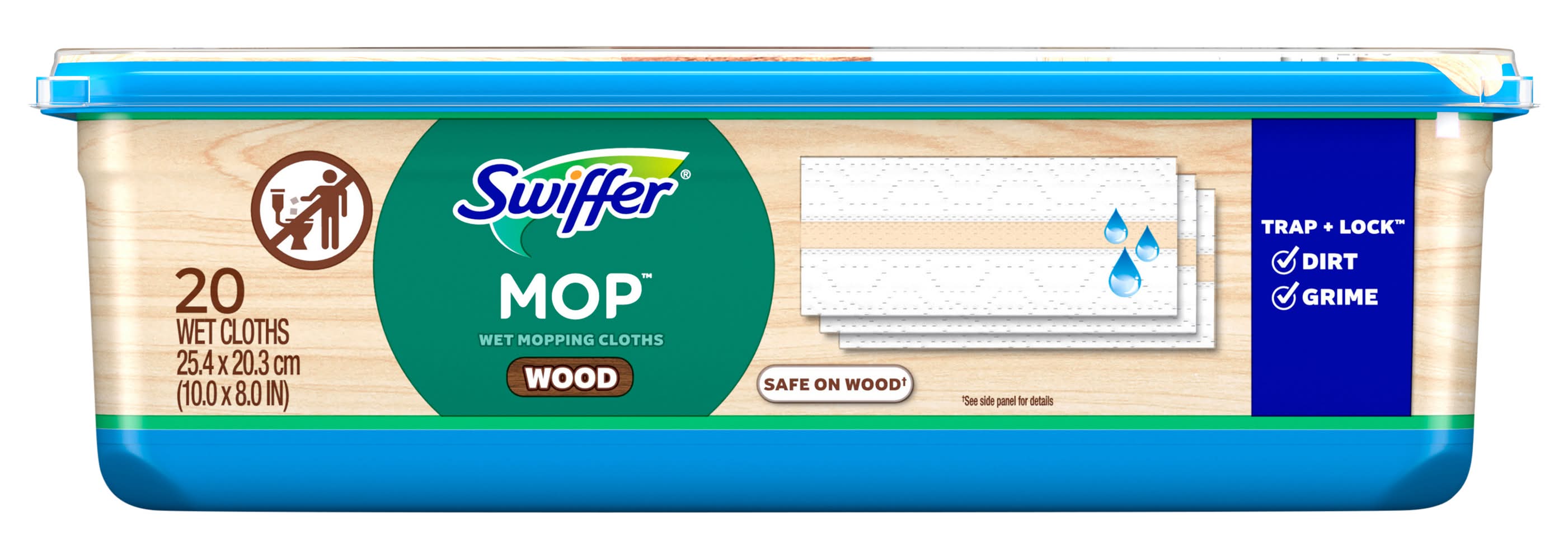 Swiffer Wet Mopping Cloths For Wood, 10x8 in (20 ct)