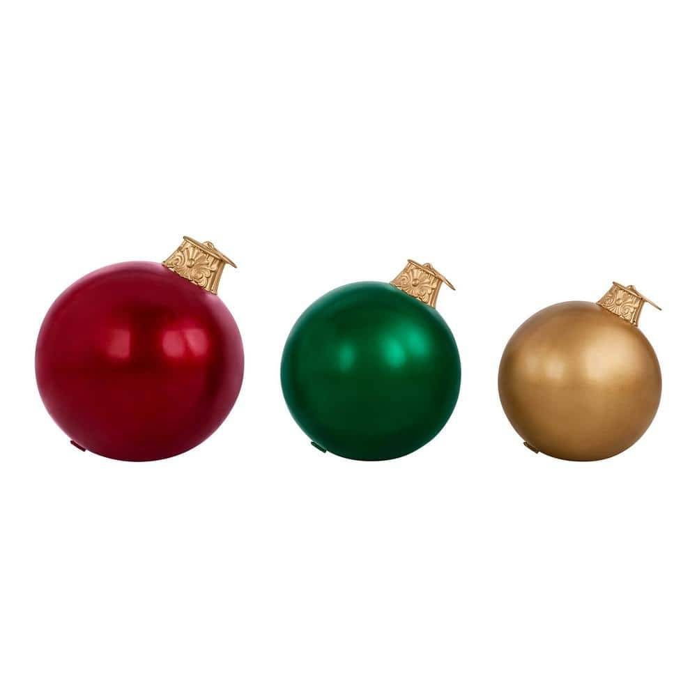 Home Accents Holiday 3-Piece Jumbo Ornament Set Holiday Yard Decoration