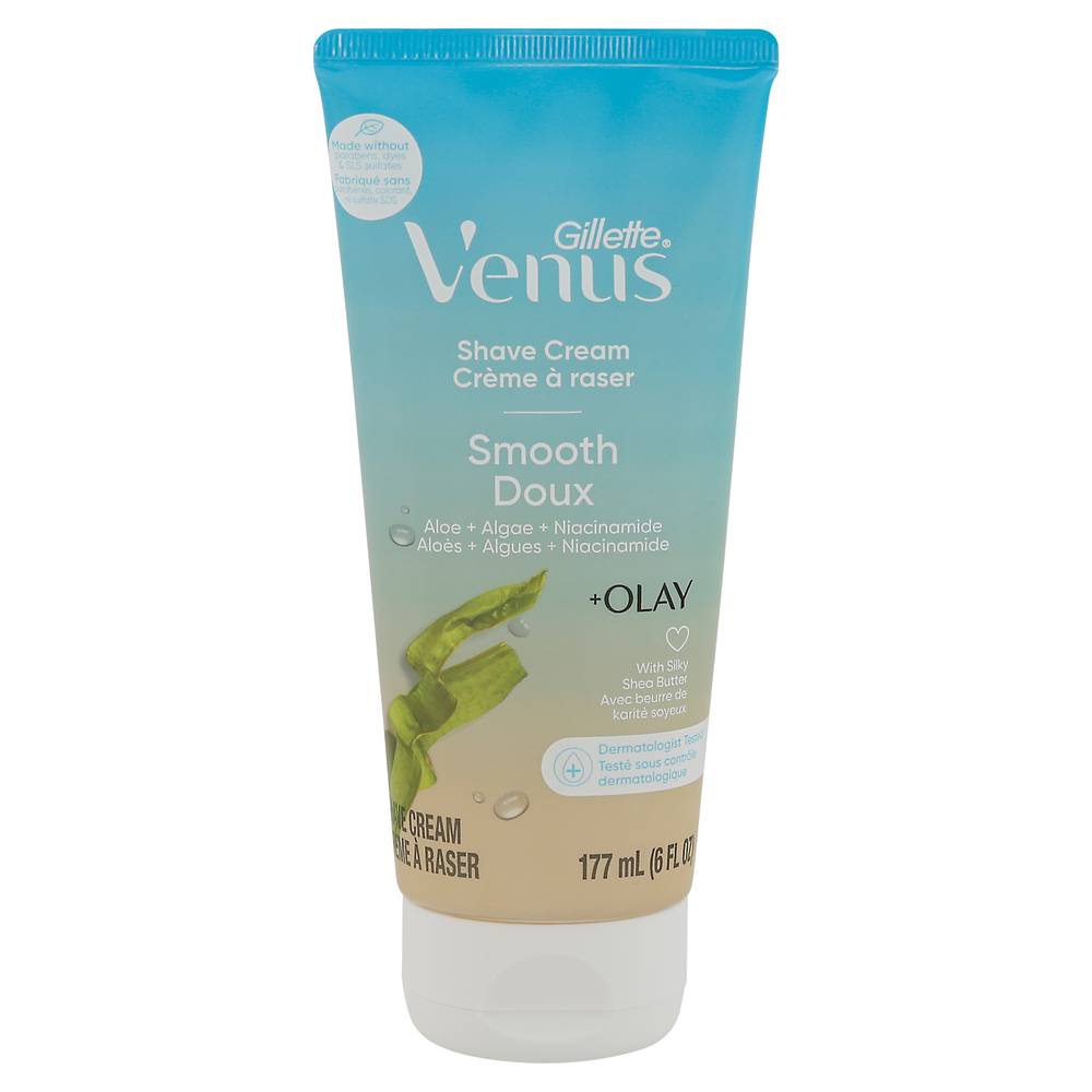 Gillette Venus Smooth Plus Olay Shave Cream For Women, 6 oz