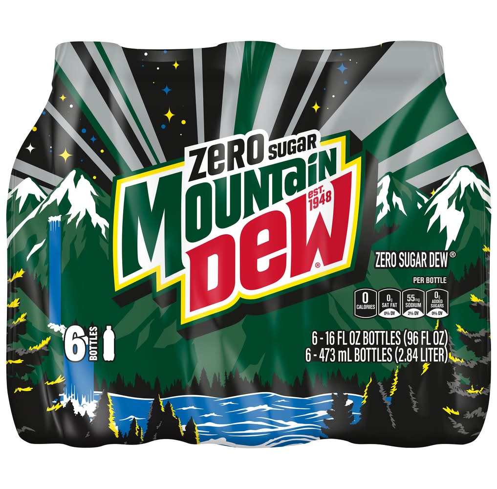 Mountain Dew Zero Sugar Soda, Citrus (6 x 16 fl oz)