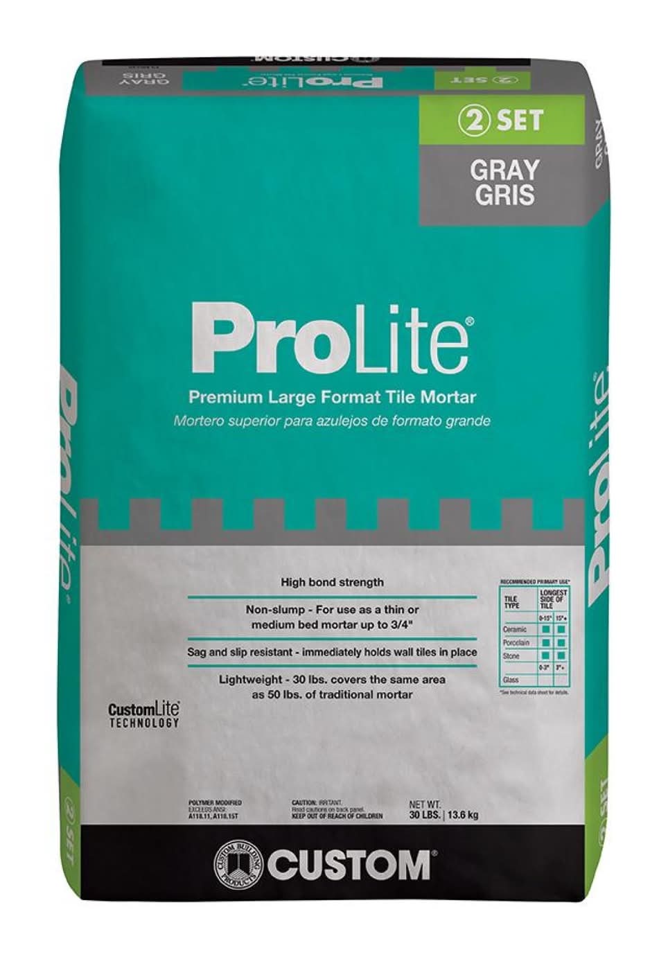 Custom Building Products Prolite Gray Premium Mortar 30 Lb