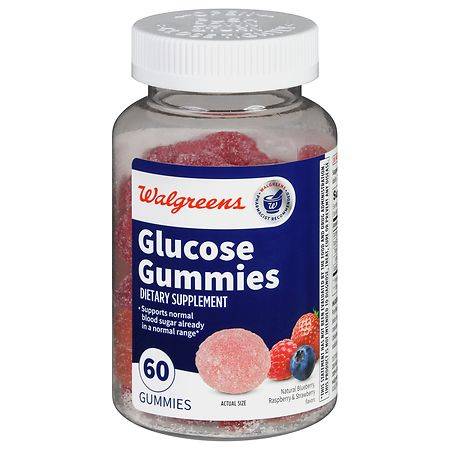 Walgreens Glucose Gummies Natural Blueberry, Raspberry & Strawberry - 60.0 ea