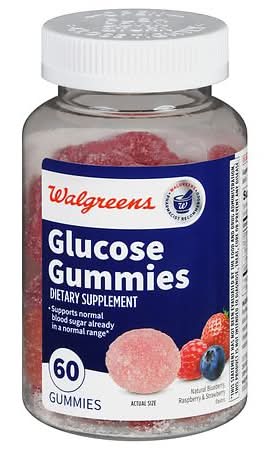 Walgreens Glucose Gummies Natural Blueberry, Raspberry & Strawberry (60 ct)