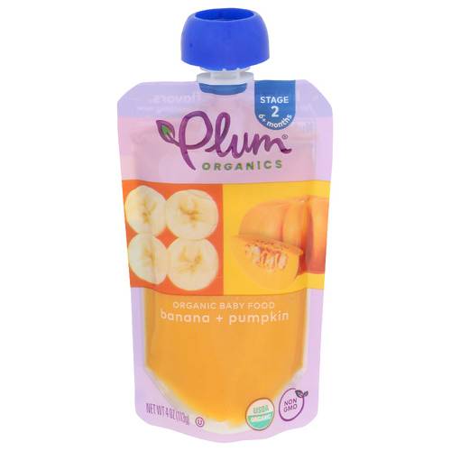 Plum Organics Organic Pumpkin & Banana Stage 2 Baby Food Pouch