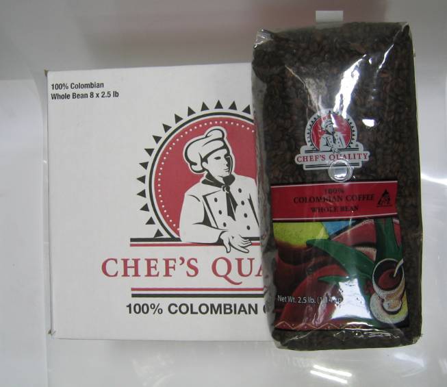 Chef's Quality - Whole Bean Colombian Coffee - 2.5 lb Bag (Case of 8)