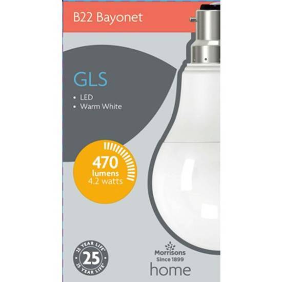 Morrisons B22 Bayonet Gls Led 470 Lumens 4.2 Watts Bulb (warm white)