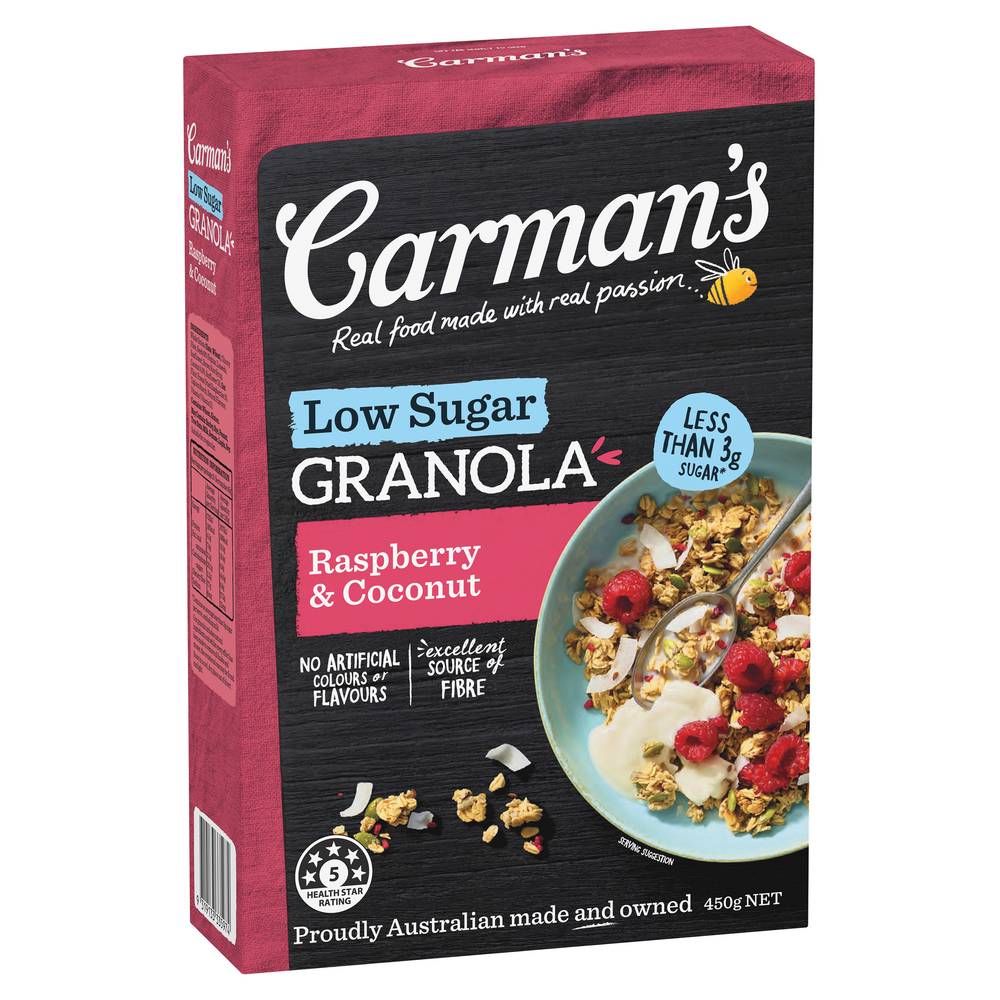 Carmans Raspberry & Coconut Low Sugar Granola 450g