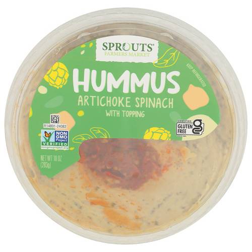 Sprouts Artichoke Spinach Hummus With Toppings