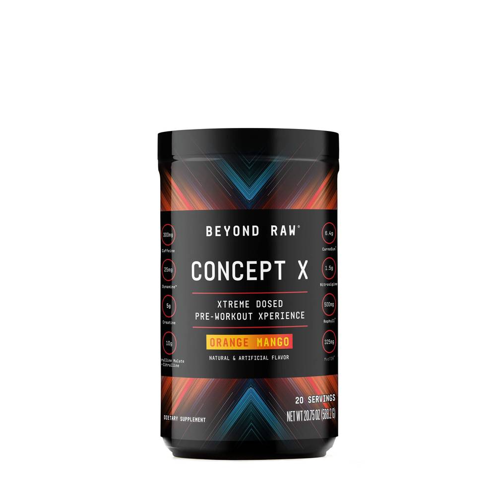 Beyond Raw Concept X Pre Workout Powder, Orange-Mango (20.75 oz)