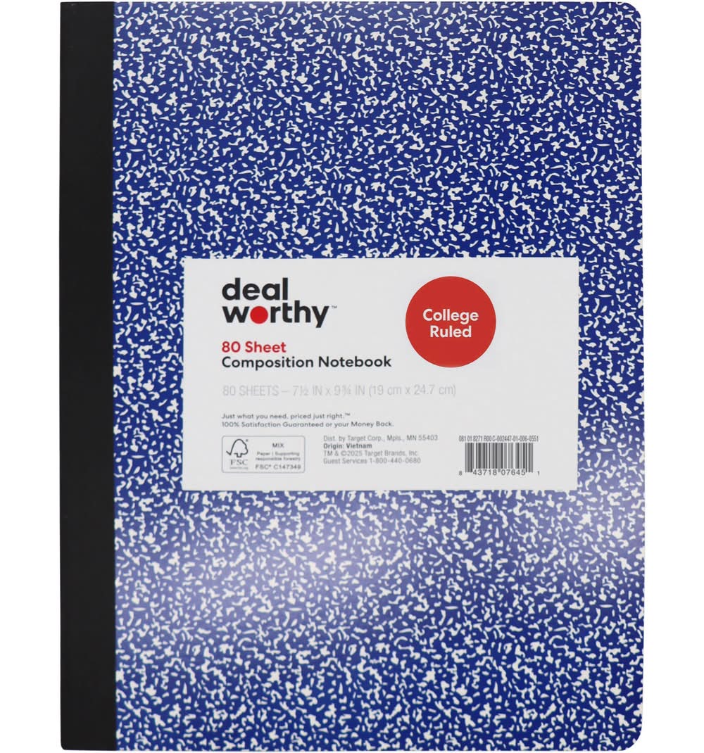 Dealworthy College Ruled Composition Book 80 Sheet, 19x24.7 cm, Blue