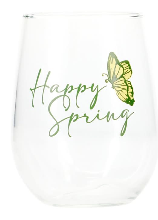Spring Themed Stemless Wine Glass