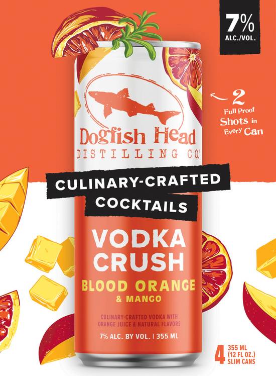 Dogfish Head Culinary Crafted Cocktails Blood Orange & Mango Vodka Crush (4 ct, 12 fl oz)