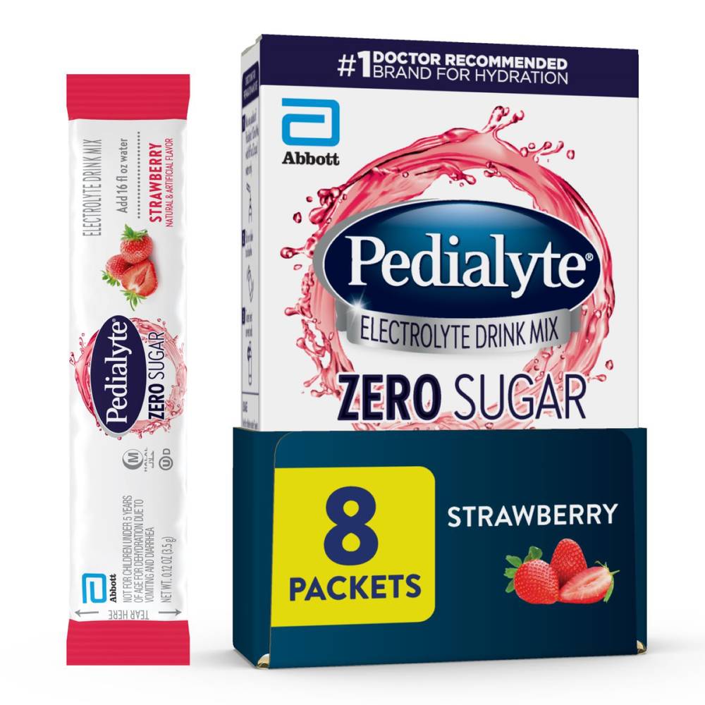 Pedialyte Zero Sugar Electrolyte Drink Mix (strawberry) (8 ct)