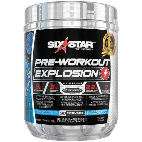 SixStar Pre-Workout Explosion Blue Raspberry Powder (207 g)