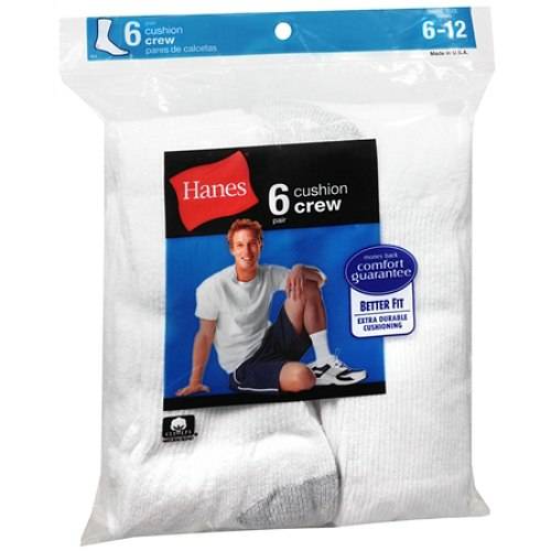 Hanes Men's Crew Cushion Socks 6-12 - 6.0 ea