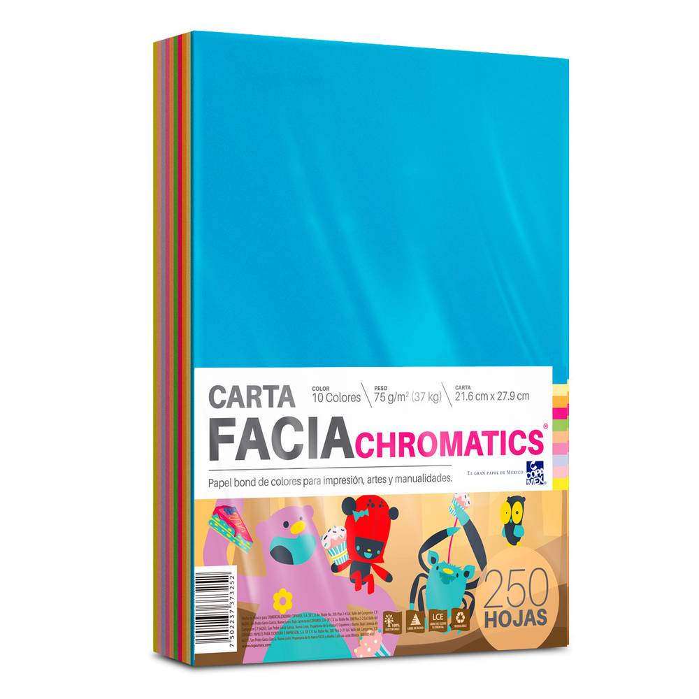 Facia hojas chromatics diez colores (pack 250 piezas)