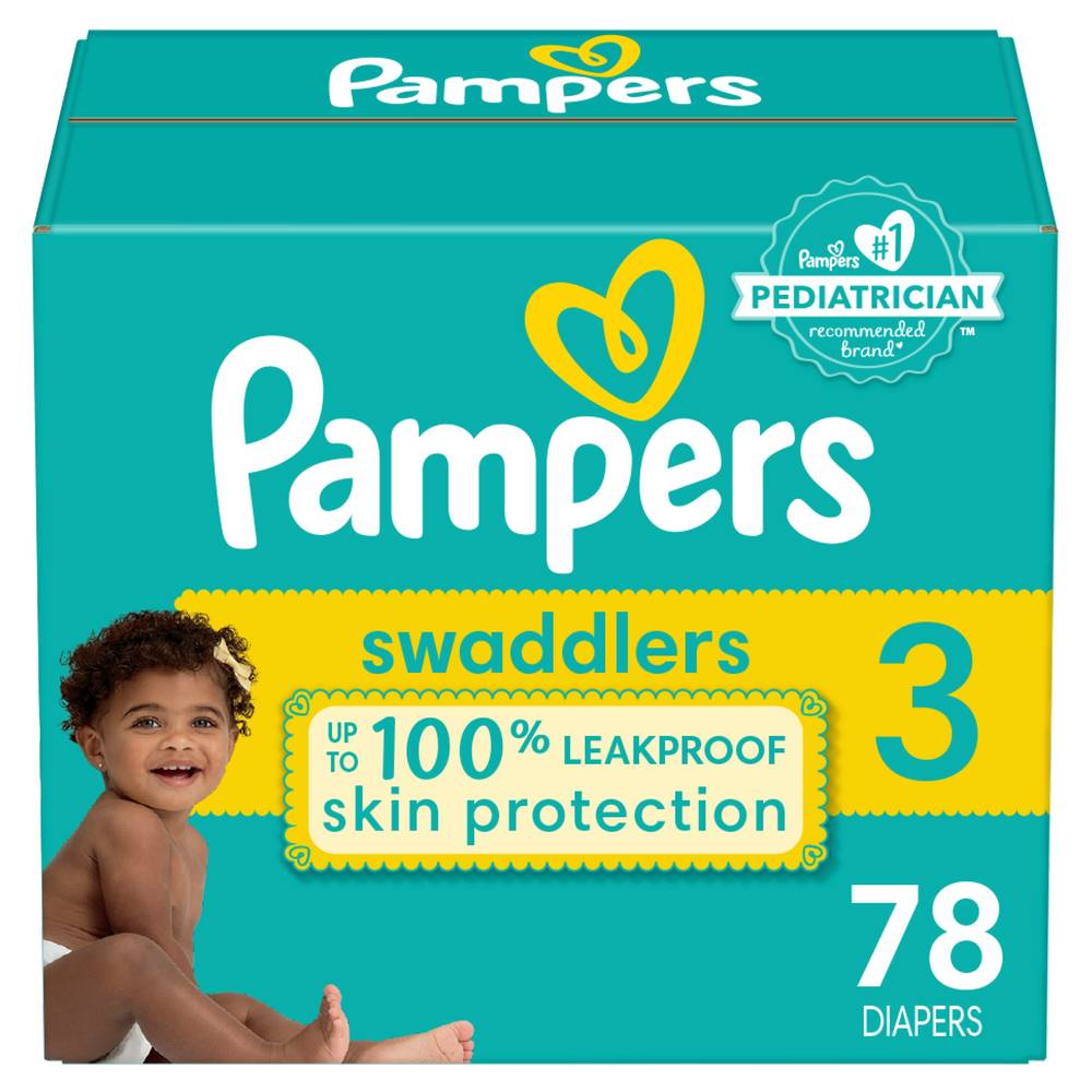 Pampers Swaddlers Diapers, Size 3, 78 CT