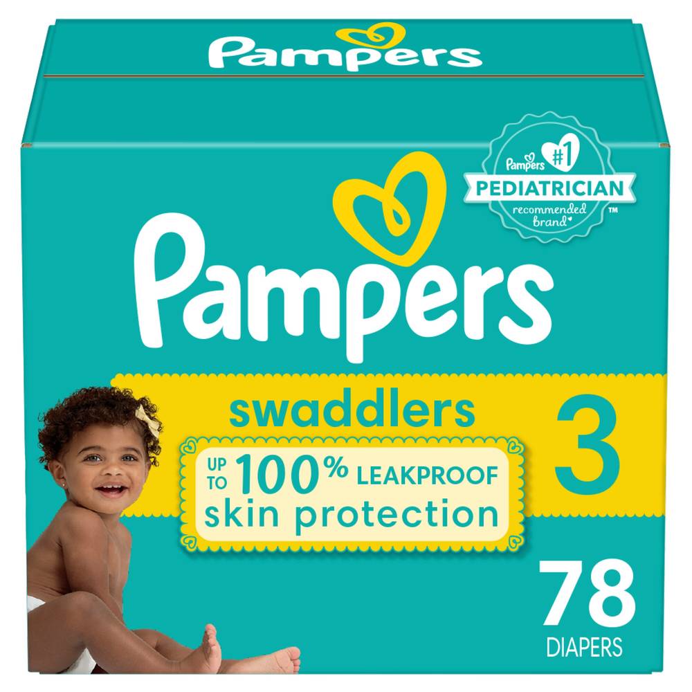 Pampers Swaddlers Diapers, Size 3, 78 Ct