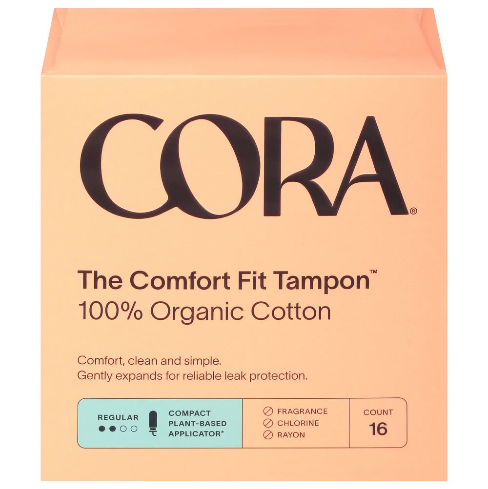 Cora Regular Absorbency Organic Cotton Tampons (3.2 oz)