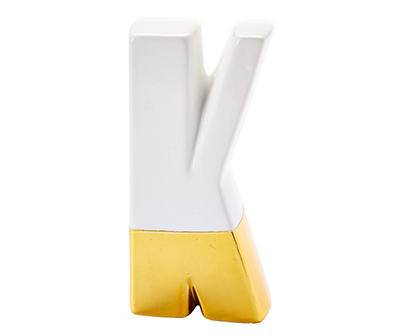 "K" Letter Gold Dip Ceramic Tabletop Decor