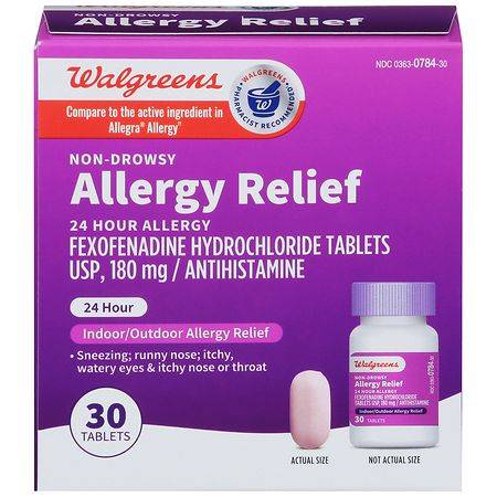 Walgreens Wal-Fex 24 Hour Allergy Relief Fexofenadine Hydrochloride Tablets