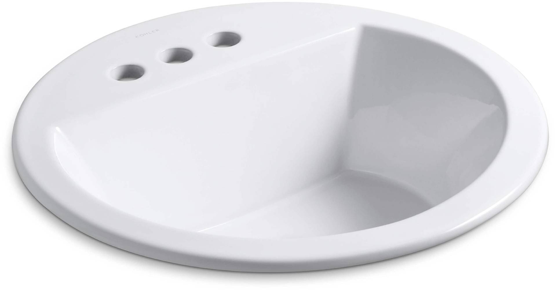 KOHLER Bryant Vitreous China Drop-In Round White Bathroom Sink (18.875-in x 18.875-in) | R2714-4-0